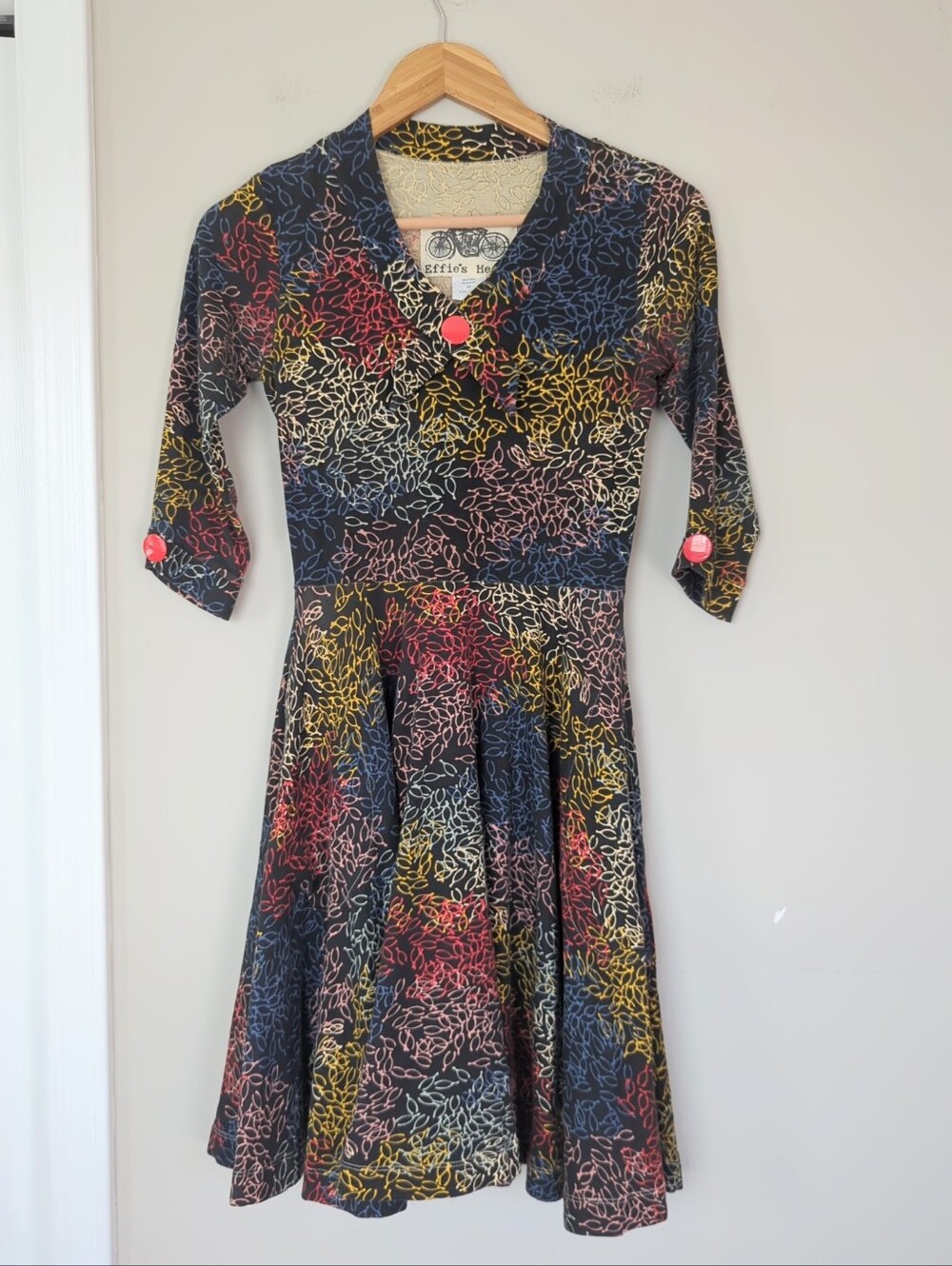 Effie's Heart Knit Fit And Flare Casablanca Dress Lucky Wishbone Print XS